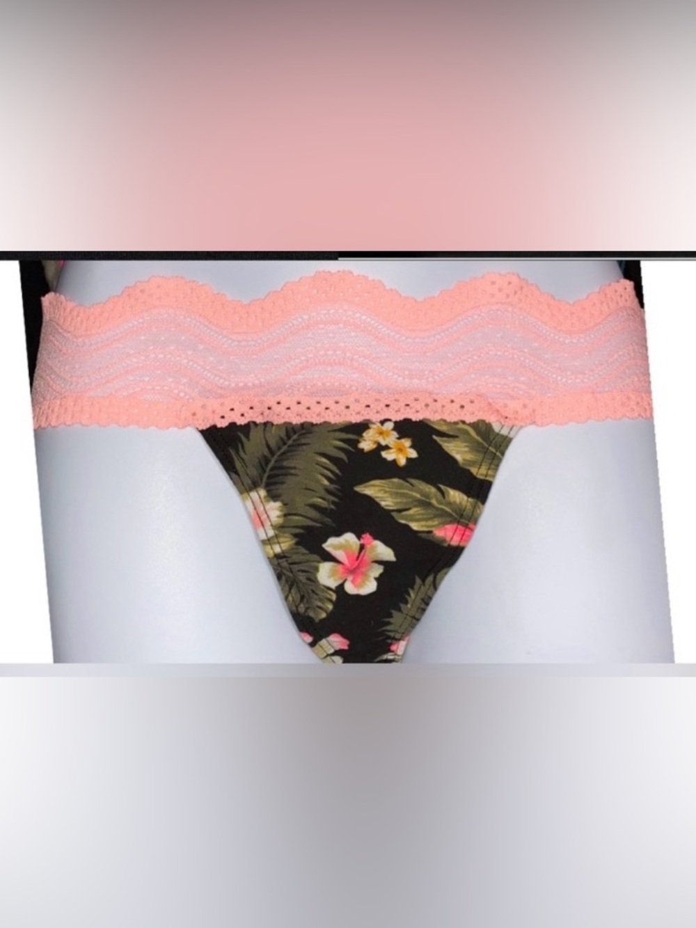 Victoria’s Secret PINK panties Lace Thong PINK lace panties neon floral tropical